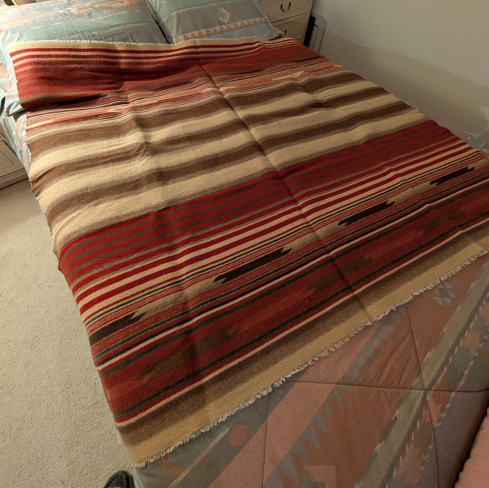 Handwoven vintage striped blanket